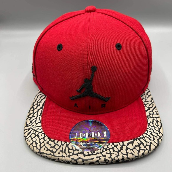 Air Jordan Hat Men Red Cement Elephant Embroidered Jumpman Strap Back Cap
